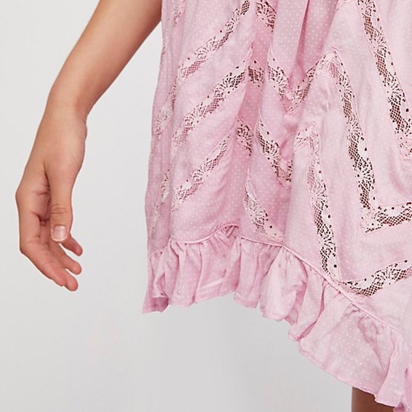 Free People Dresses & Skirts - Wisteria Pink Voile Trapeze Lace Slip Mini Dress